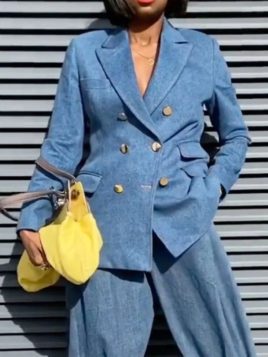 Ensemble Femme | Tailleur Denim Moderne | Idéal pour looks urbains et tenues audacieuses