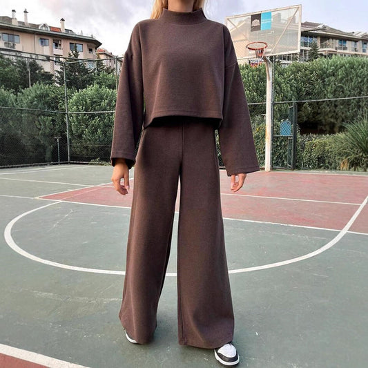 Ensemble Confortable | Haut Court et Pantalon Large | Look Décontracté Chic | Idéal pour Détente ou Ville