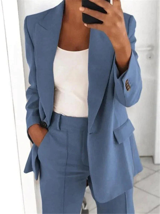 Ensemble Tailleur 2 Pièces Femme | Blazer Cintrée Pantalon Droit | Look Business Professionnel