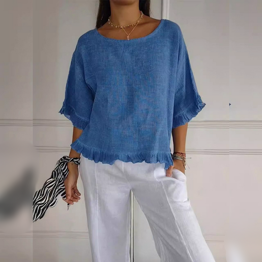 Haut Femme | Coton Léger | Coupe Ample et Volants | Parfait pour Été Décontracté