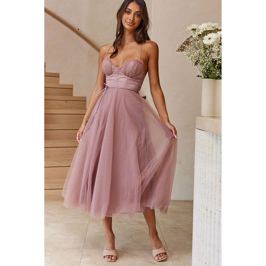 Robe de Cérémonie | Bustier Drapé et Jupe Tulle | Parfaite pour un mariage ou une garden party