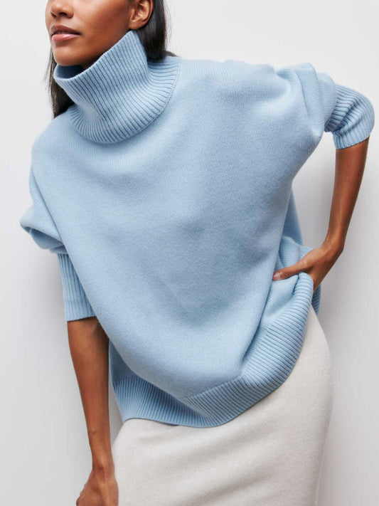 Pull Col Montant Femme | Maille Oversize Confortable | Parfait pour Saison Froides et Tenues Élégantes