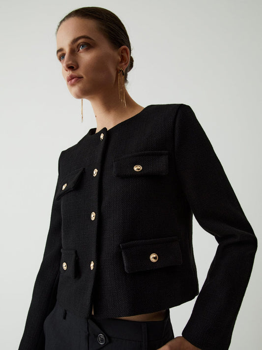 Veste Femme Chic | Coupe Courte Structurée | Look Élégant pour Bureau ou Sorties