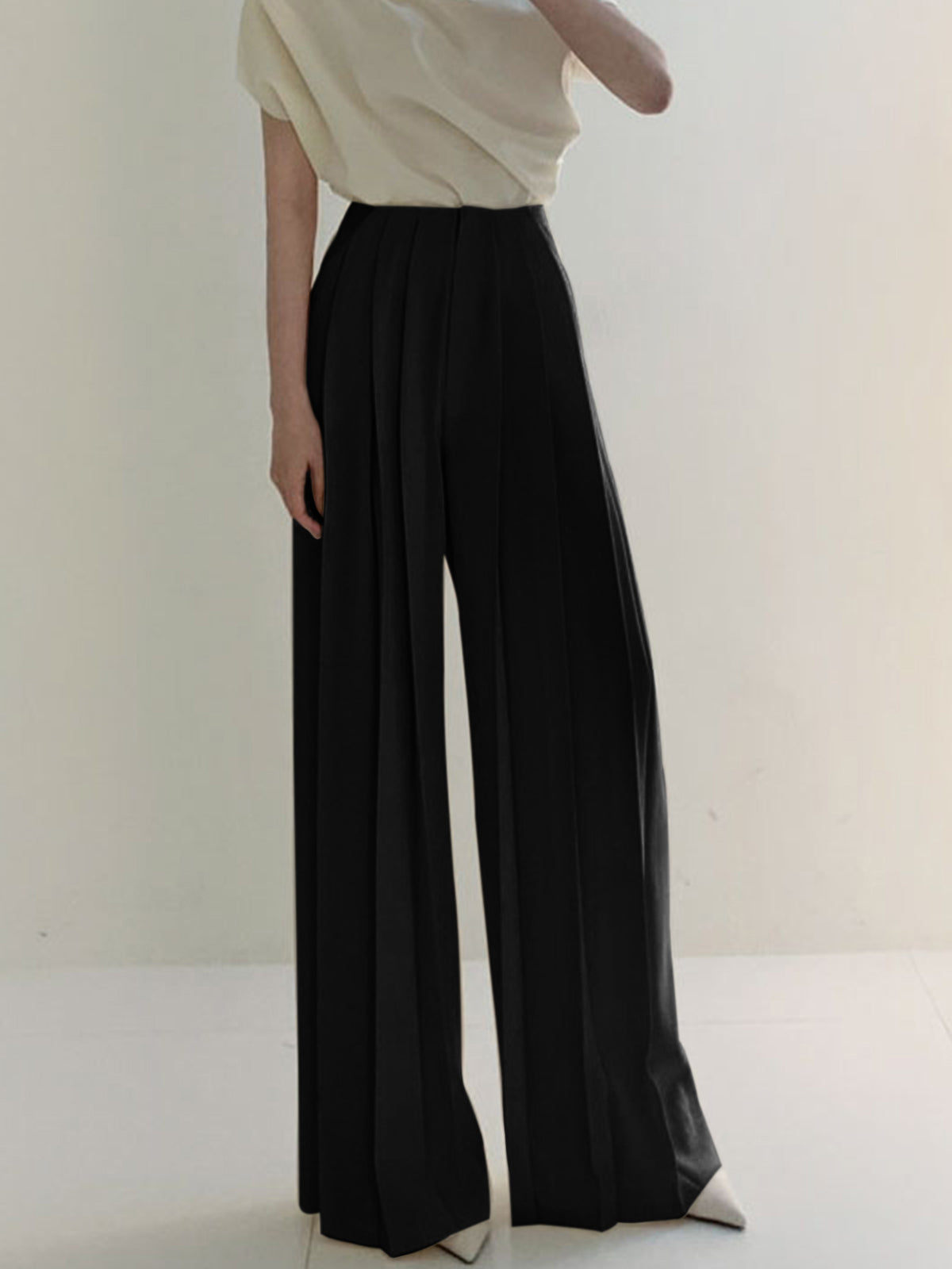 Pantalon Femme | Taille Haute et Fluide | Idéal pour un look de bureau ou élégant au quotidien