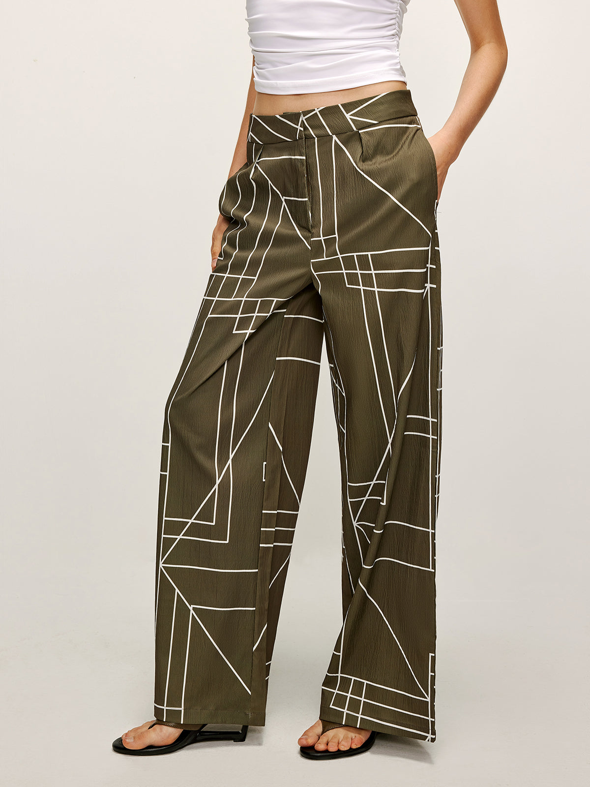 Pantalon Graphique | Imprimé Géométrique | Coupe Large | Idéal pour sorties printanières