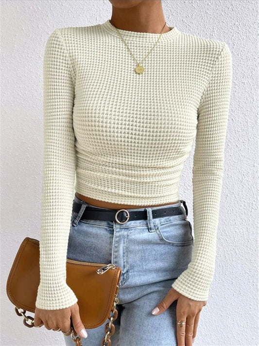 Haut gaufré | Manches longues | Coupe ajustée | Parfait pour look urbain ou casual