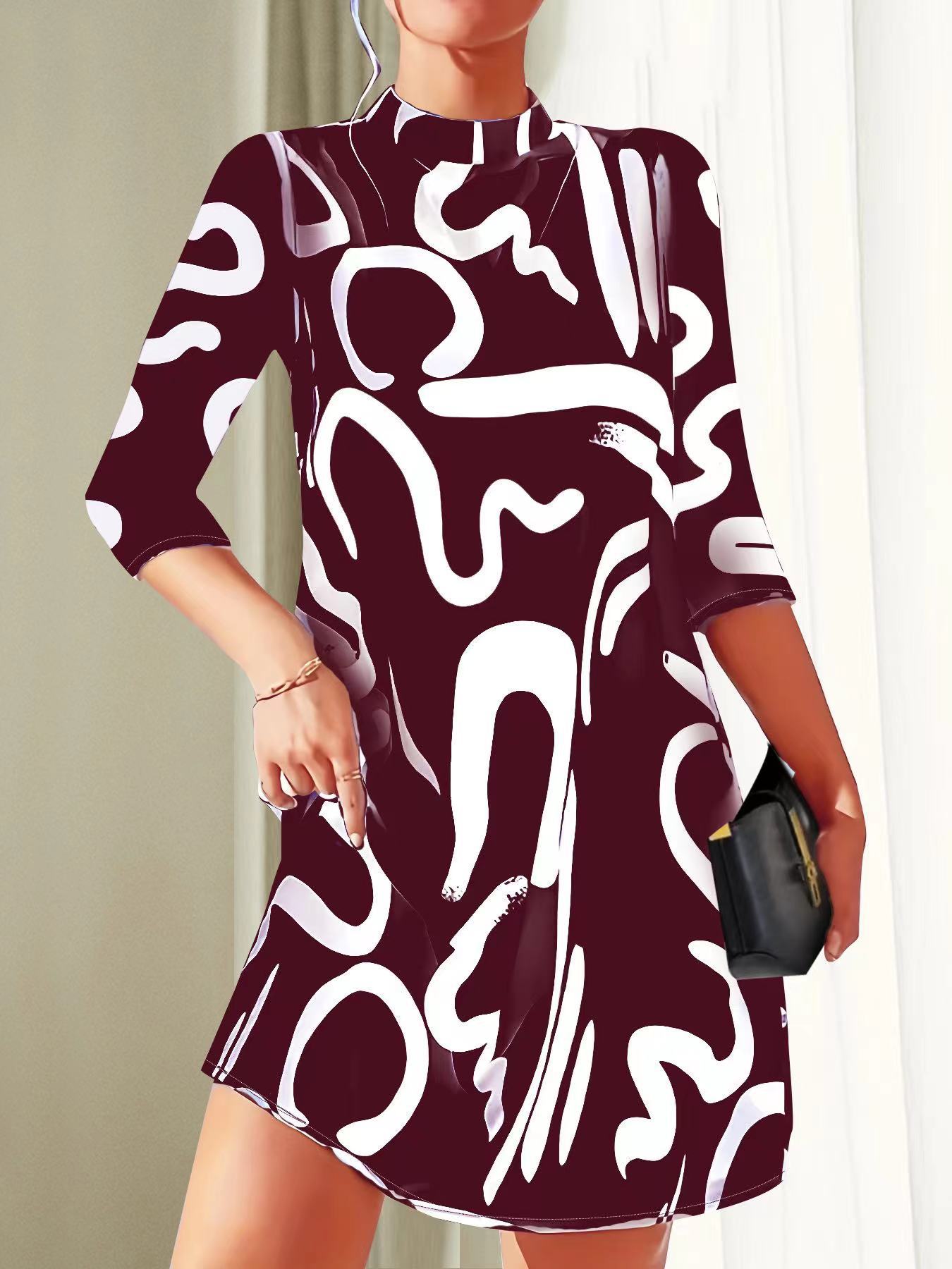 Robe Courte Femme Imprimé Abstrait | Style Artistique