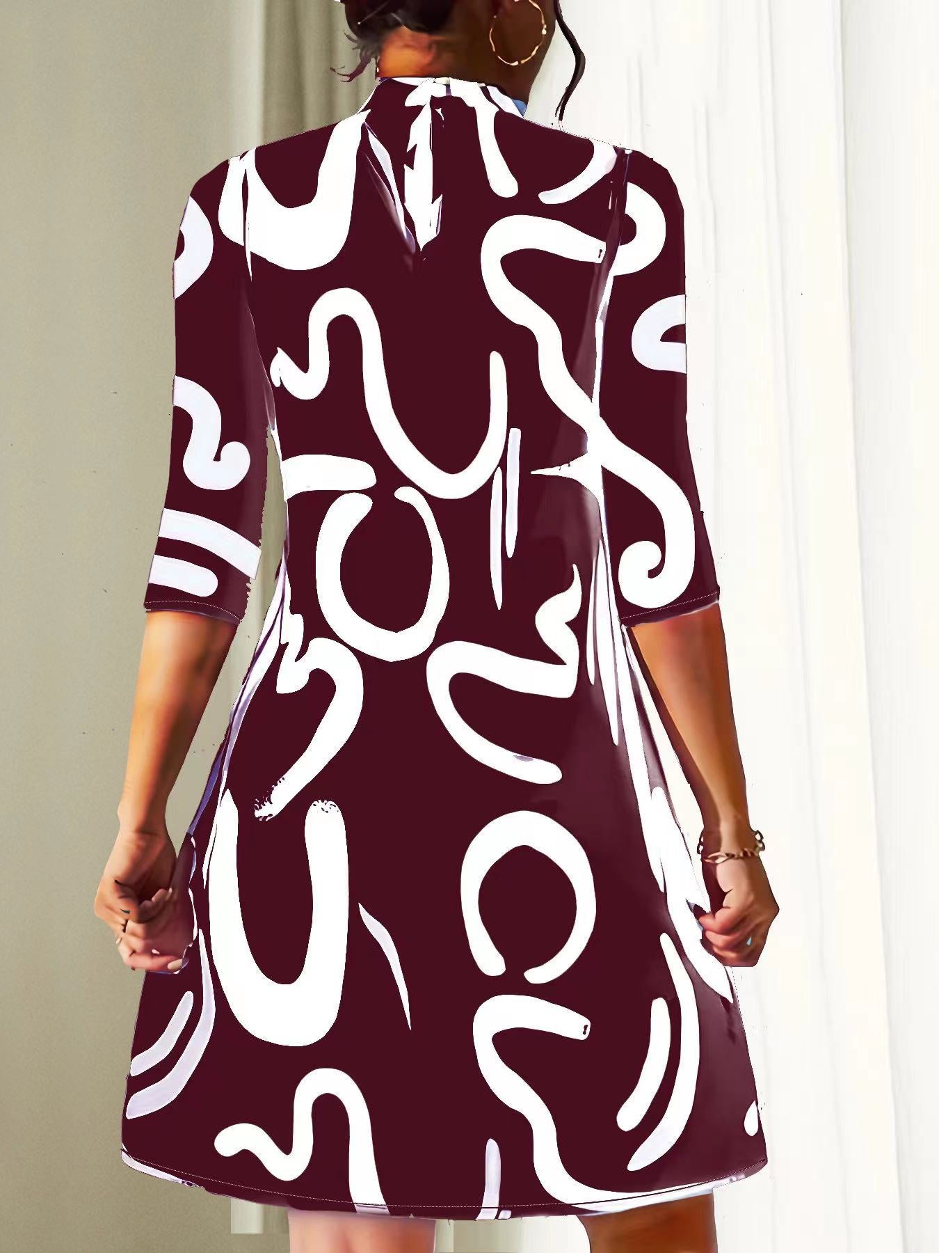 Robe Courte Femme Imprimé Abstrait | Style Artistique
