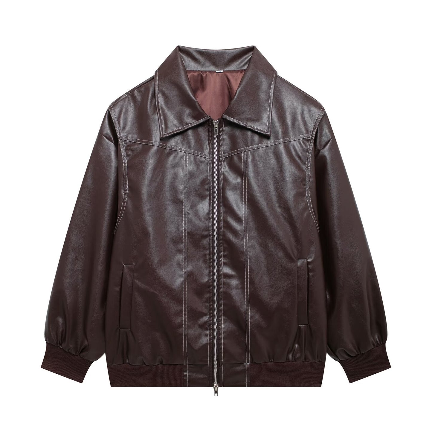 Veste Oversize en Similicuir Noir | Style Urbain & Détente Moderne