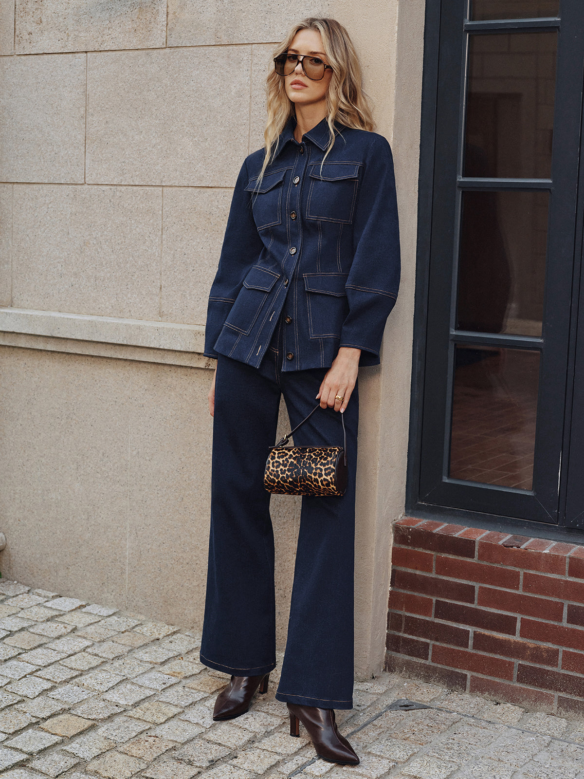 Veste en Jean Femme avec Surpiqûres Contraste | Style Moderne & Silhouette Structurée