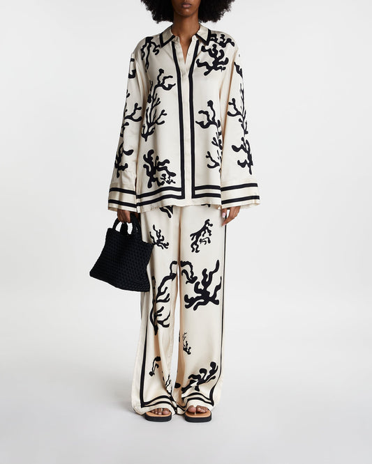 Ensemble Femme Élégant | Chemise Graphique + Pantalon Fluide | Confort et Style | Parfait pour les sorties décontractées