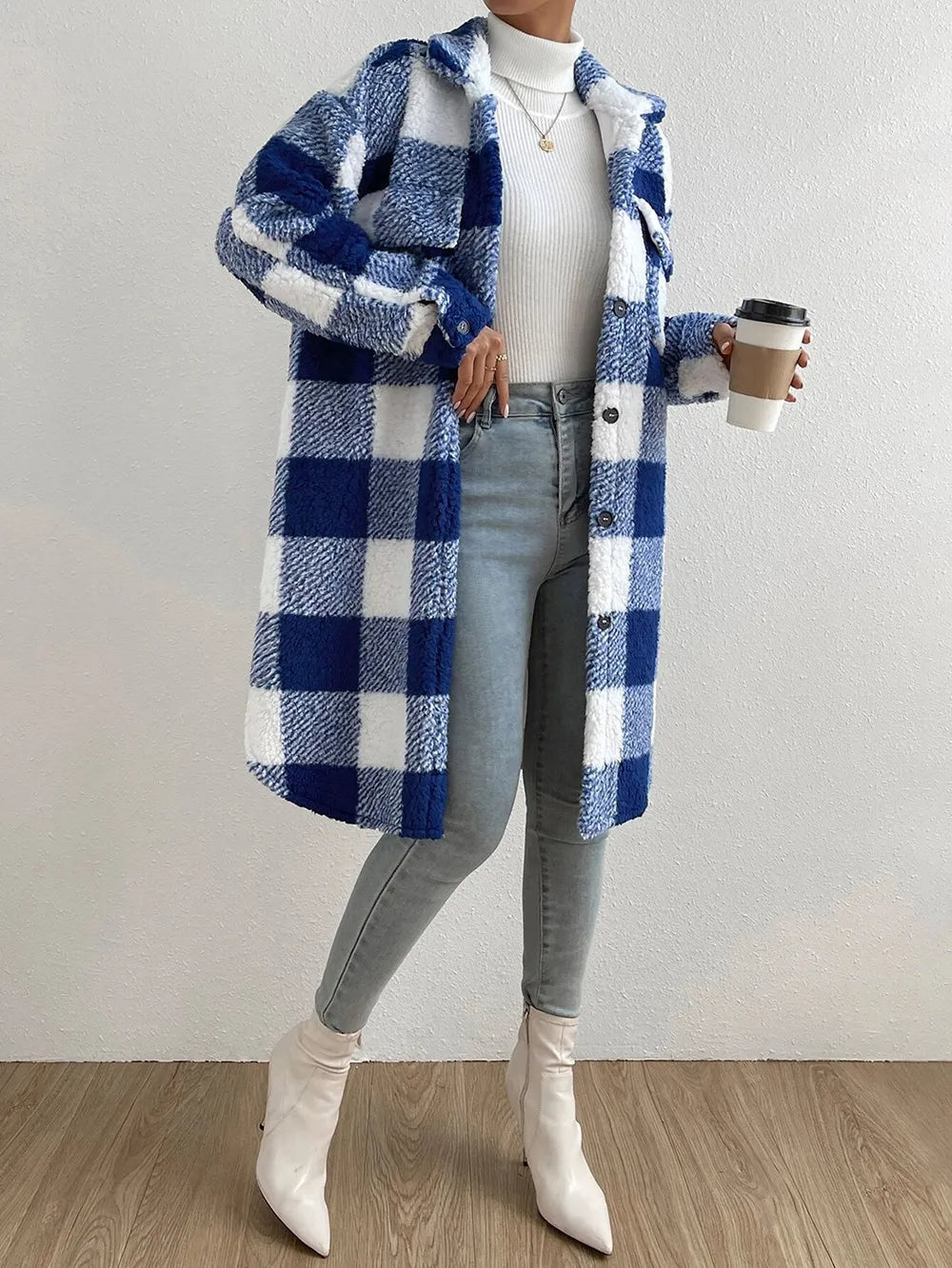Manteau Long à Carreaux | Douceur & Style Cocooning