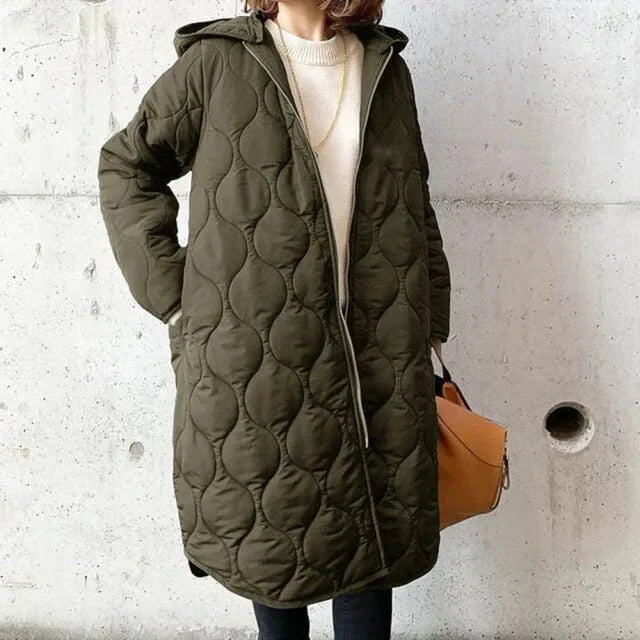 Manteau Matelassé à Capuche Long | Élégance Décontractée & Confort Quotidien