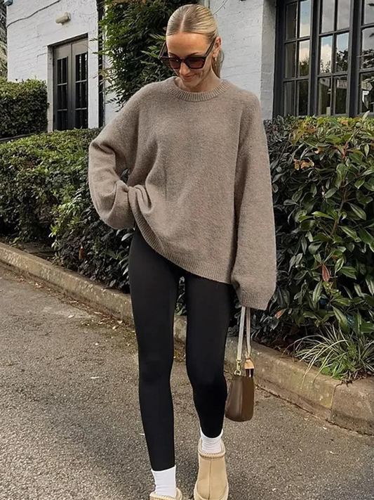 Pull Femme Ample | Col Rond Douillet | Parfait pour Journées d’Automne ou Looks Décontractés