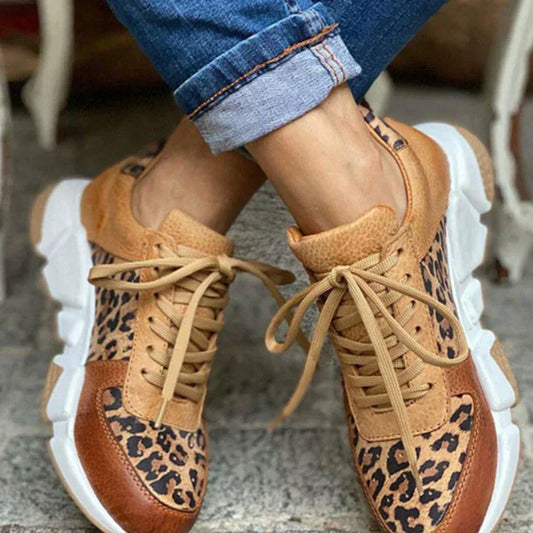 Baskets Femme | Motif Léopard et Semelle Épaisse | Idéales pour looks urbains tendance