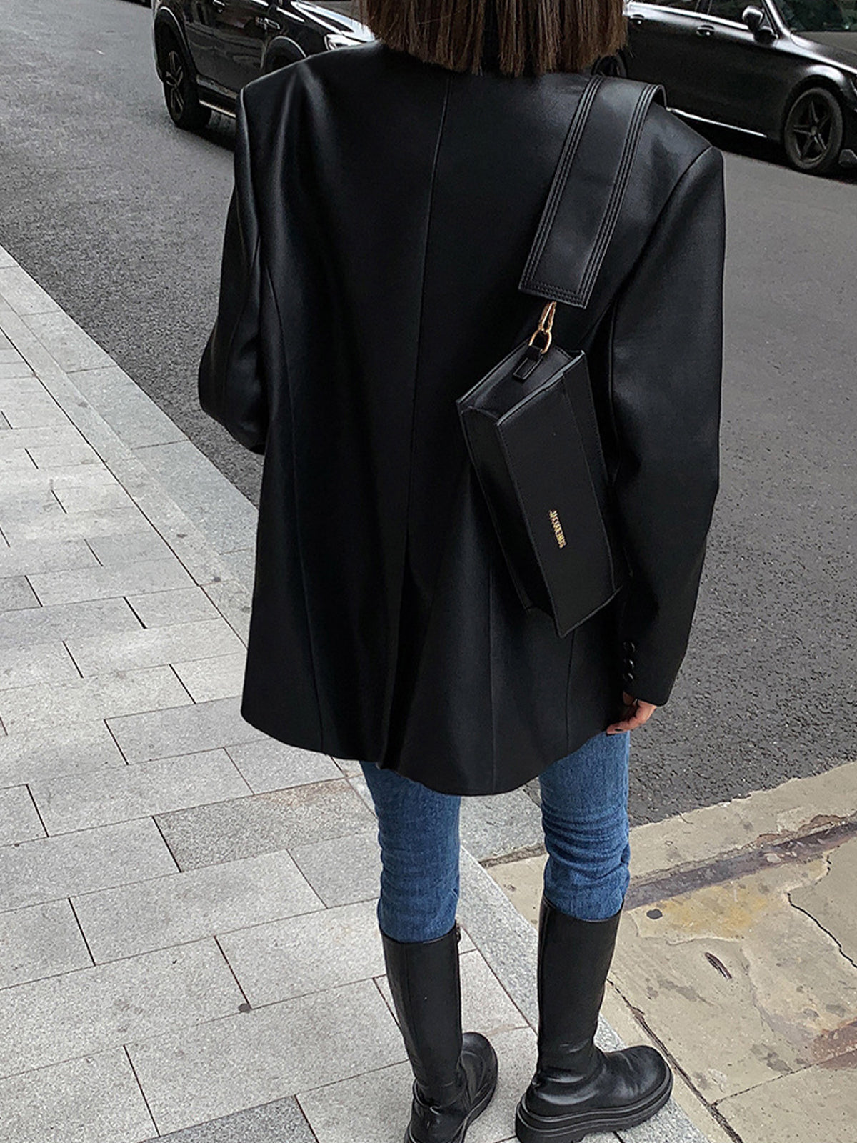 Blazer Oversize en Faux Cuir pour Femme | Style Rock Chic & Allure Puissante