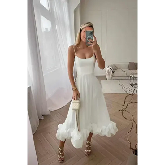 Robe de Soirée Midi Femme Sans Manches | Coupe Élégane, Style Intemporel