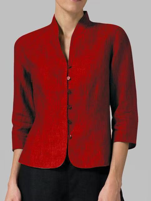 Blouse Femme Formelle | Col Officier, Manches 3/4 | Style Sophistiqué Ajusté