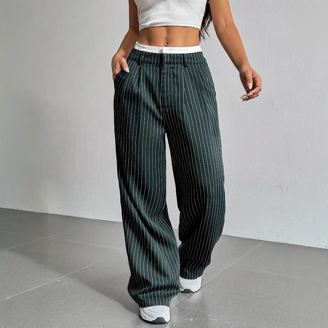Pantalon | Taille Élastique | Rayures Verticales | Idéal pour un look décontracté et stylé
