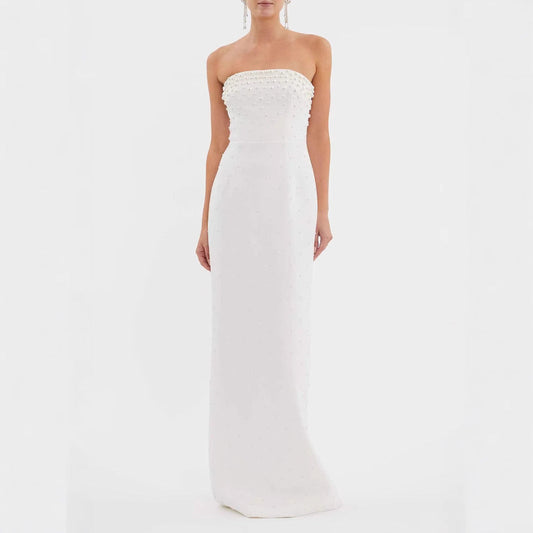Robe bustier perles | Robe habillée longue | Idéale pour une cérémonie ou une soirée formelle