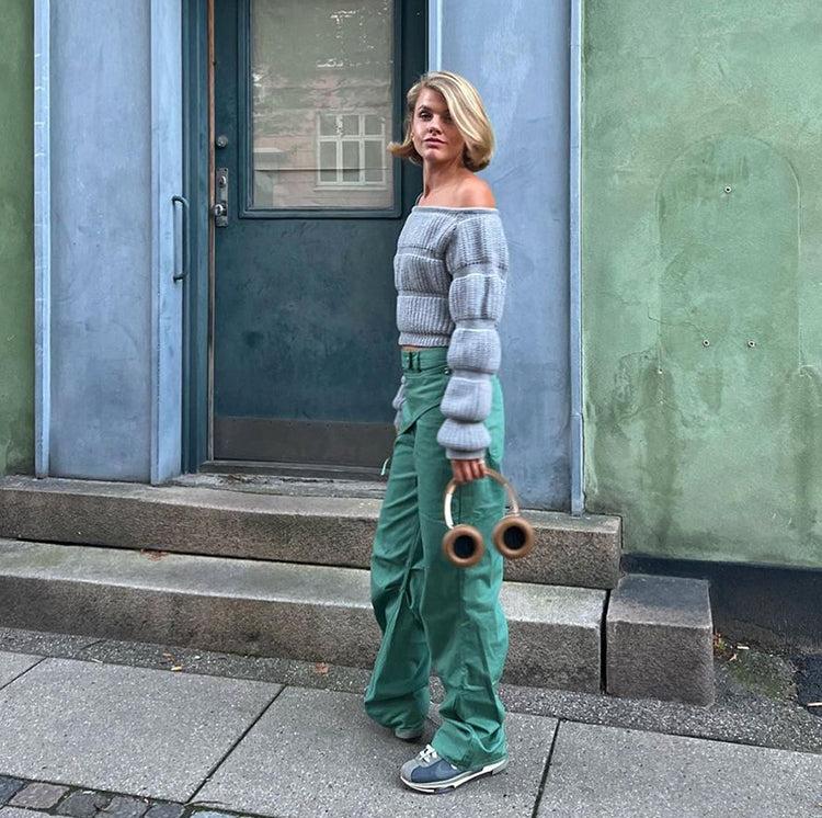 Pull Original | Tricot Structuré | Manches Bouffantes | Parfait pour les Soirées Tendance