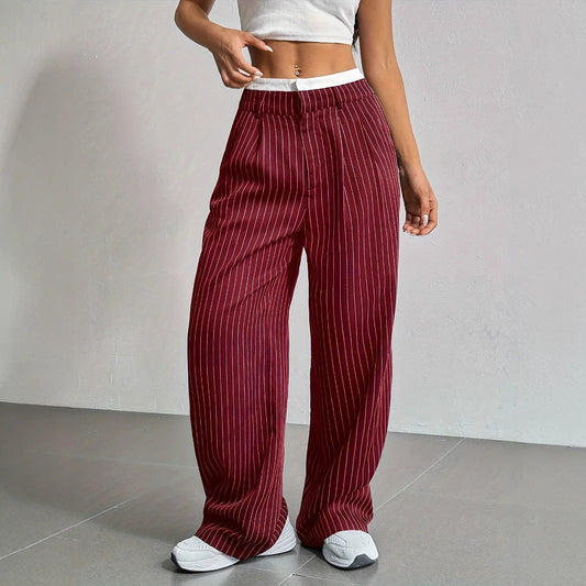 Pantalon | Taille Élastique | Rayures Verticales | Idéal pour un look décontracté et stylé
