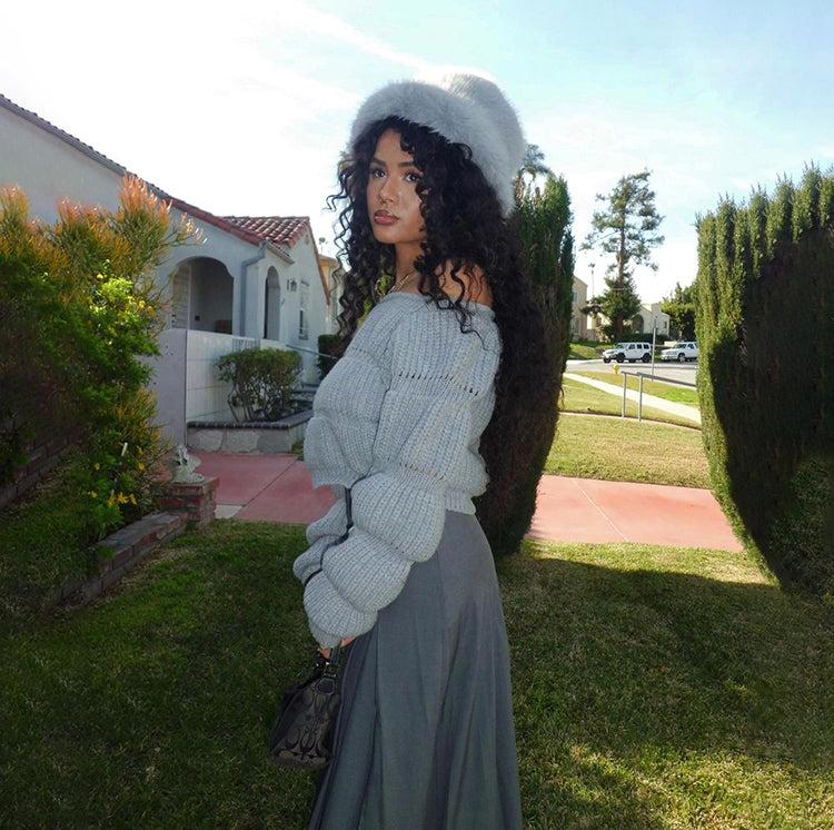 Pull Original | Tricot Structuré | Manches Bouffantes | Parfait pour les Soirées Tendance