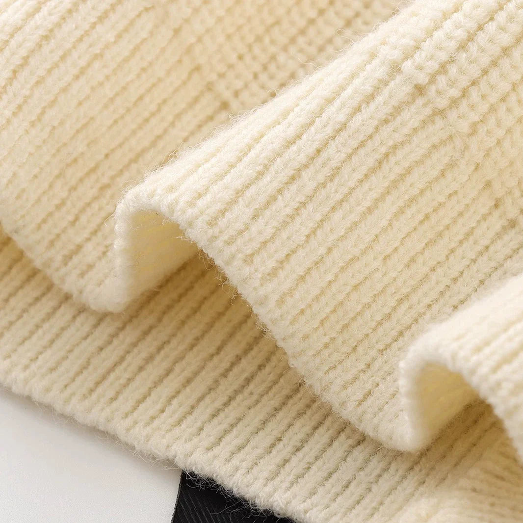 Pull Élégant | Détails Nœuds Satin | Maille Côtelée | Parfait pour un Look Féminin et Chic