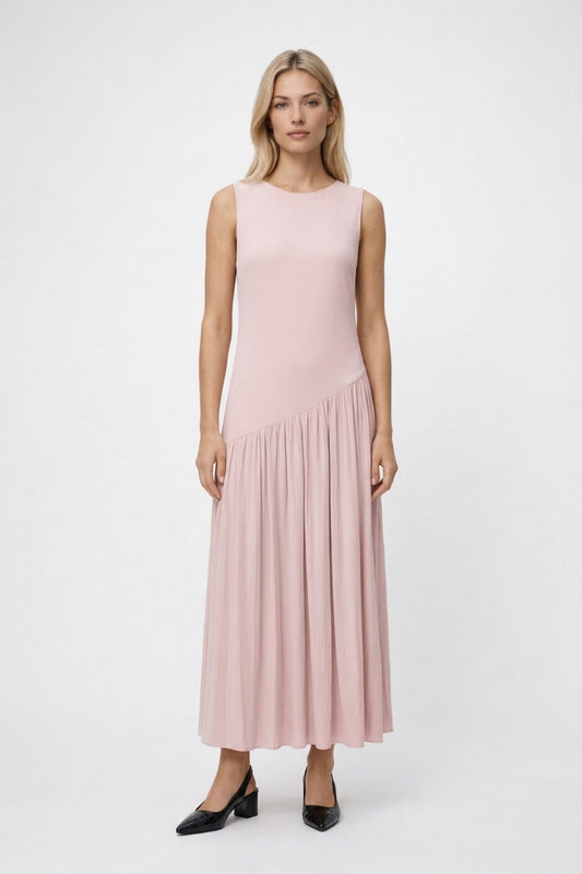 Robe Maxi Femme - Sans Manches Jupe Plissée Asymétrique | Élégante