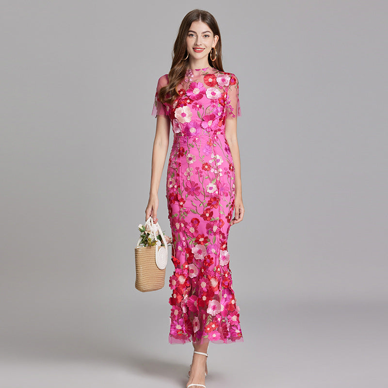 Robe Longue Florale Femme | Élégance Romantique & Détails Brodés