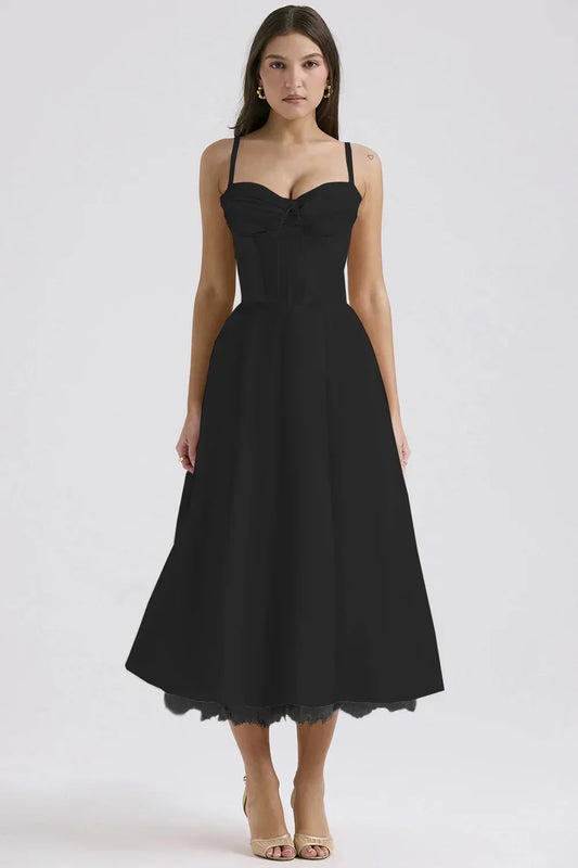 Robe Élégante | Coupe Mi-Longue Structurée | Corsage Cintré | Parfaite pour Soirée ou Dîner Habillé