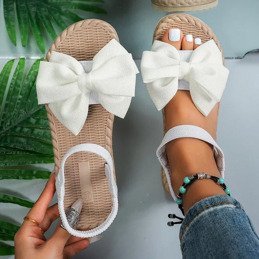 Sandales Été | Nœud Féminin et Semelle Souple | Idéales pour un look romantique et décontracté