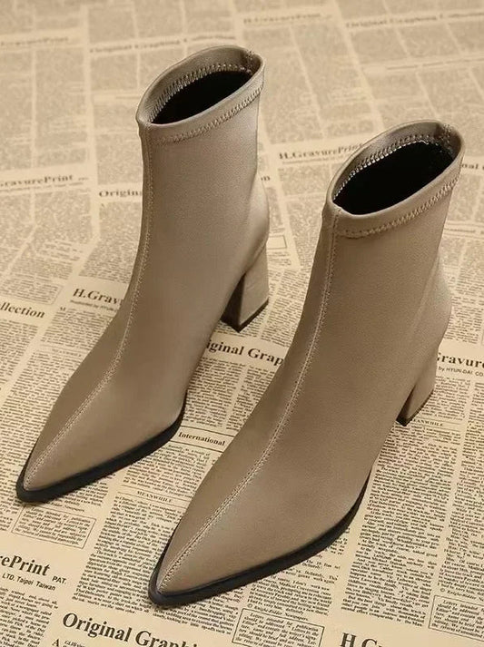 Bottines élégantes | Talon carré stable | Bout pointu | Idéales pour automne ou look urbain