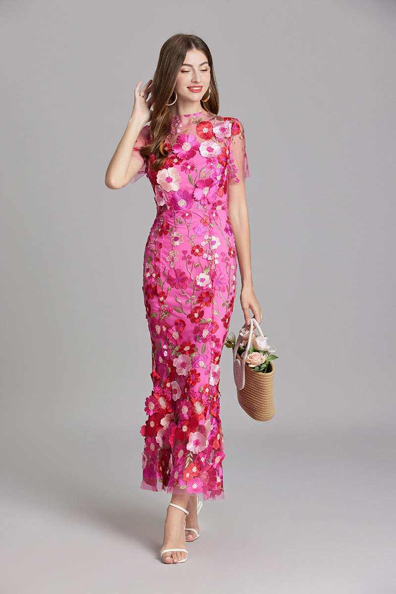 Robe Longue Florale Femme | Élégance Romantique & Détails Brodés