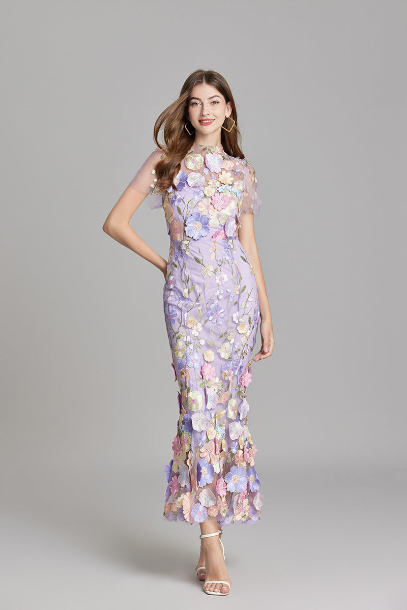 Robe Longue Florale Femme | Élégance Romantique & Détails Brodés