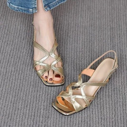 Sandales Élégantes | Talon Fin et Brides Croisées | Idéales pour soirées ou look chic du quotidien