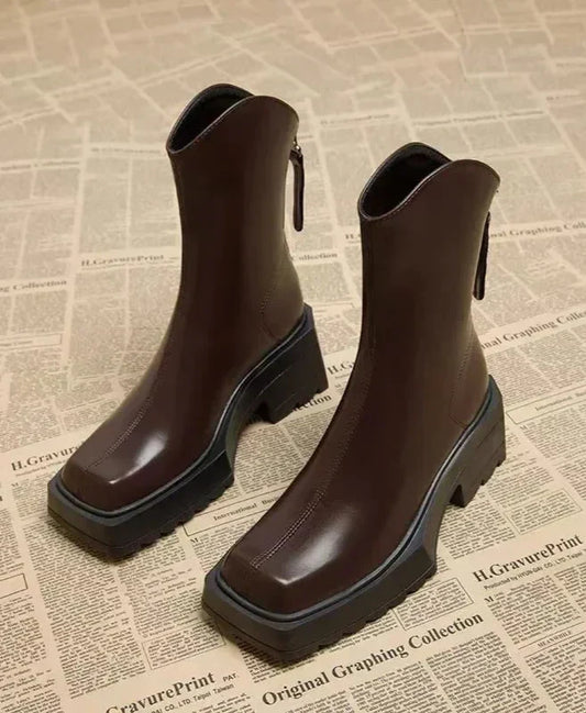 Bottines épaisses | Bout carré moderne | Semelle crantée | Idéales pour l’automne et un look urbain