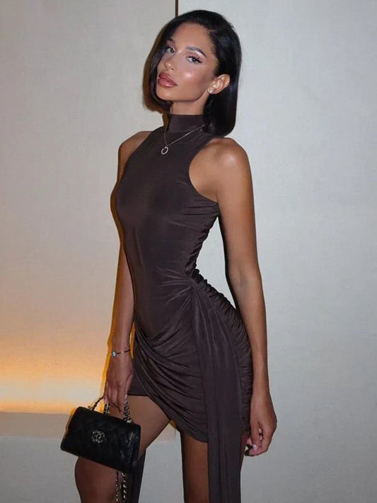 Robe Soirée | Drapé Latéral Élégant | Coupe Moulante Moderne | Idéale pour Sorties et Événements
