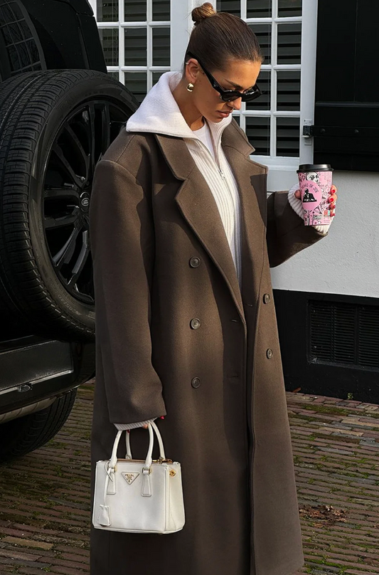 Manteau Long Élégant | Coupe Droite et Minimaliste | Parfait pour l’Automne et les Looks de Bureau