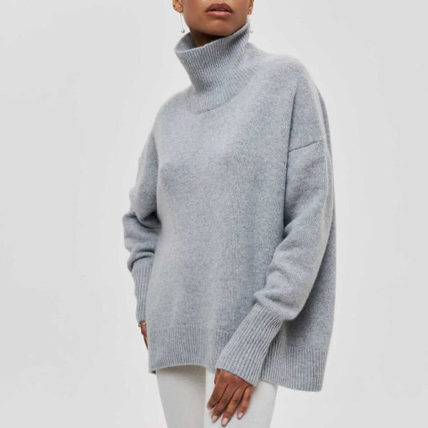 Pull Oversize à Col Roulé et Manches Courtes pour Femme | Confort Cocooning & Allure Moderne