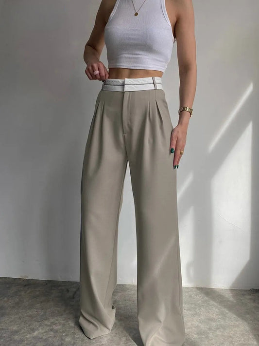Pantalon Fluide | Taille Haute & Plis Marqués | Idéal pour tenues citadines