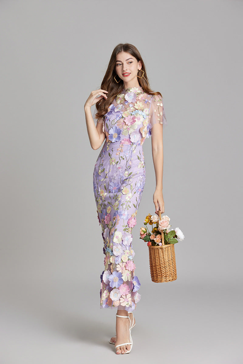 Robe Longue Florale Femme | Élégance Romantique & Détails Brodés