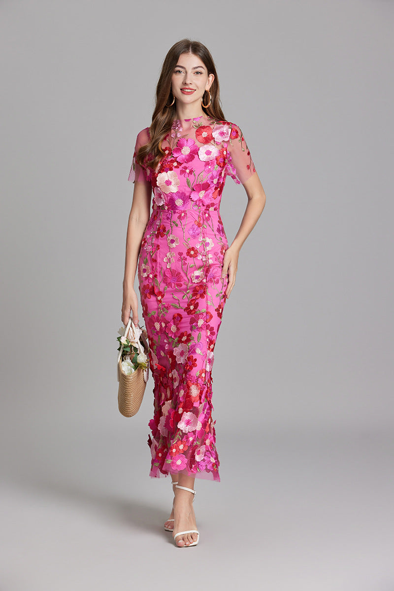 Robe Longue Florale Femme | Élégance Romantique & Détails Brodés