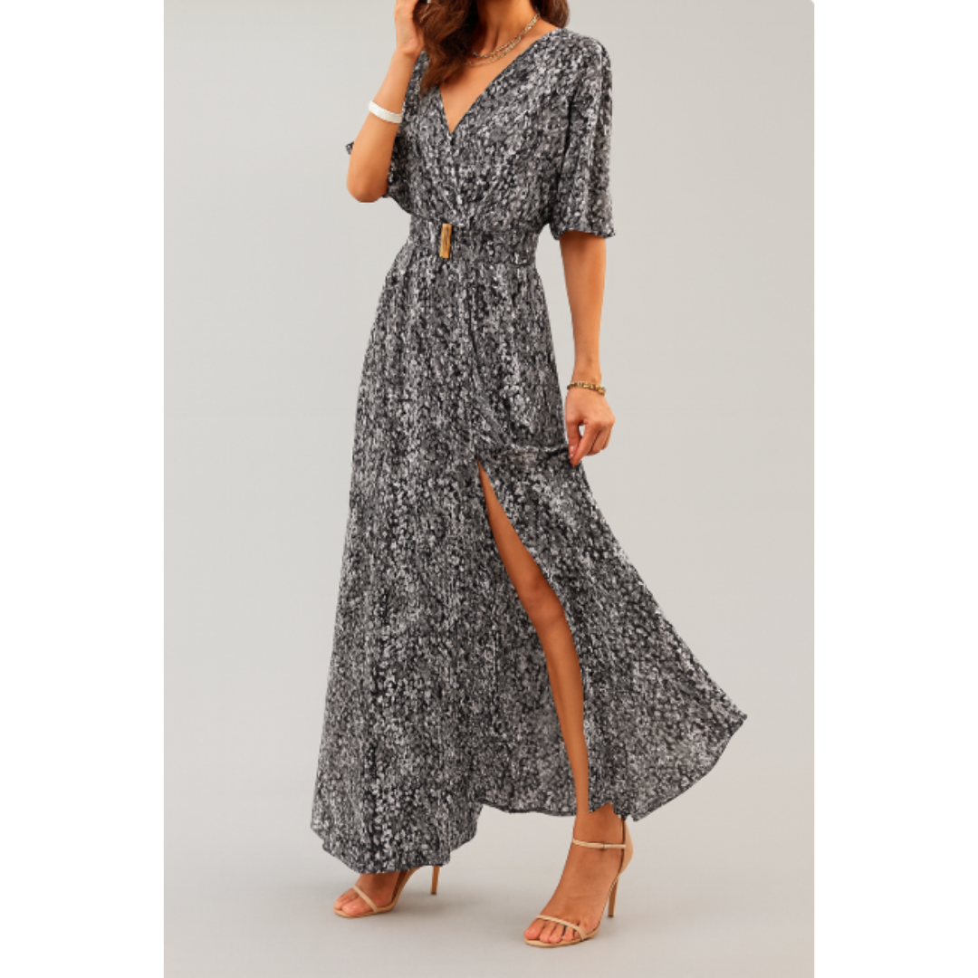 Robe de Soirée Maxi Femme | Décolleté V, Taille Froncée | Élégance Cérémonie