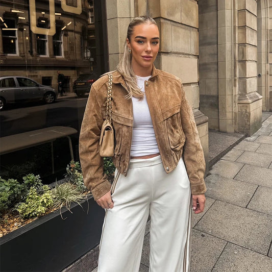 Veste Courte en Daim Femme | Style Urbain & Élégance Décontractée