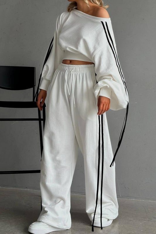 Pantalon de survêtement | Coupe Large | Bandes contrastées | Parfait pour détente et streetwear