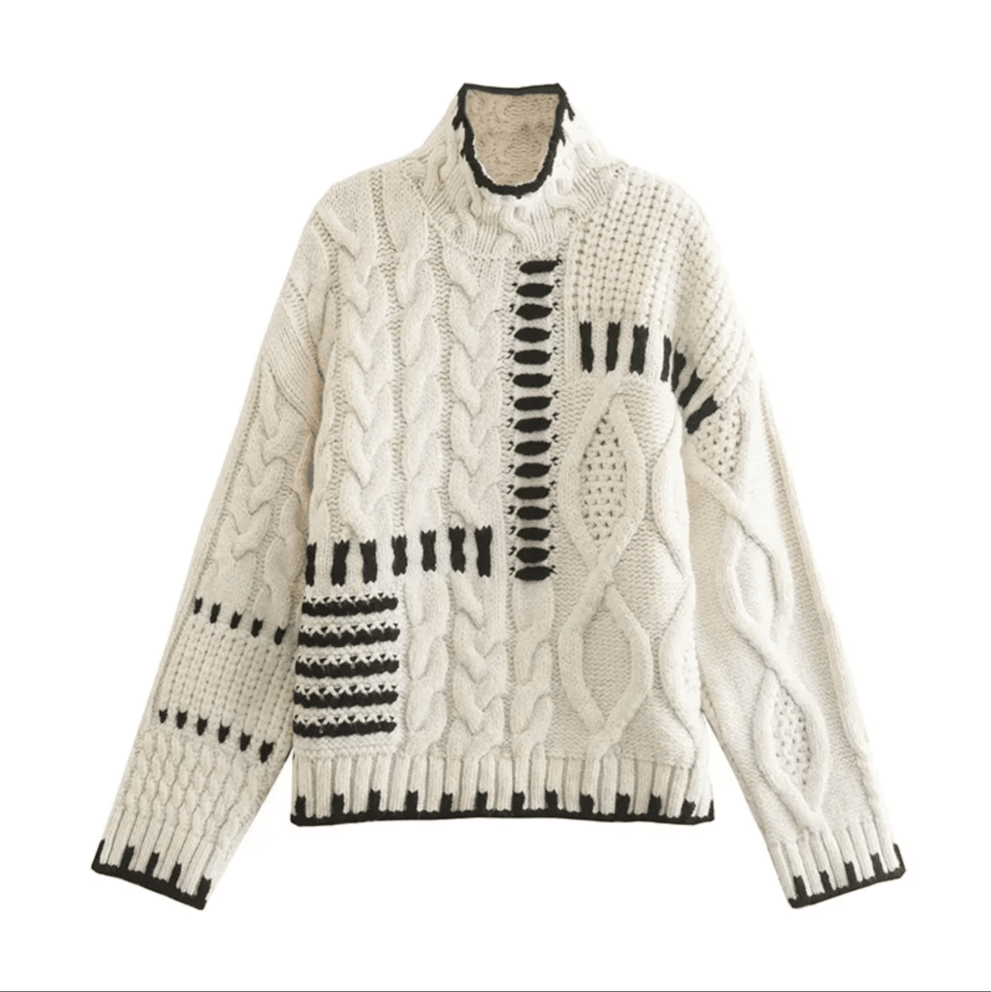 Pull Hiver | Motif Torsadé et Détails Contrastés | Idéal pour un look texturé et moderne