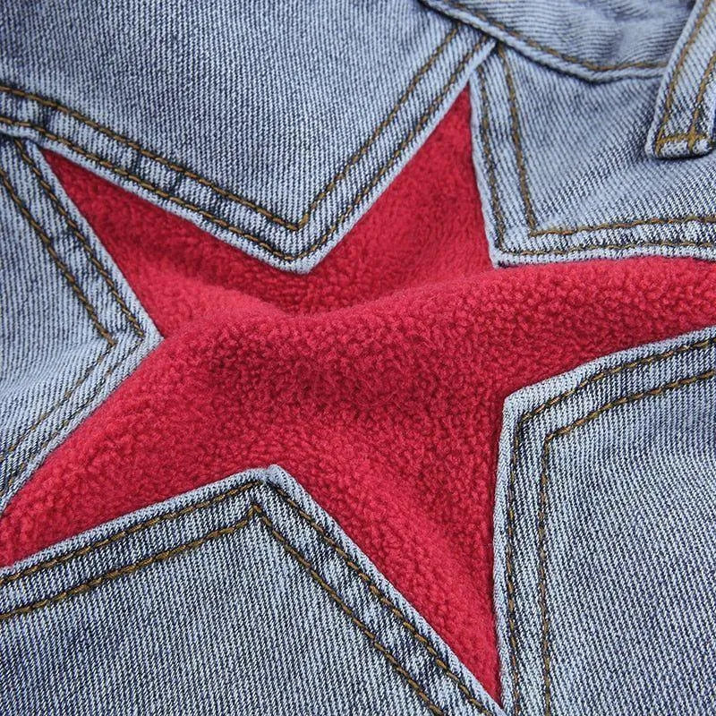 Jean Droit | Étoiles Appliquées | Taille Haute | Parfait pour un look urbain