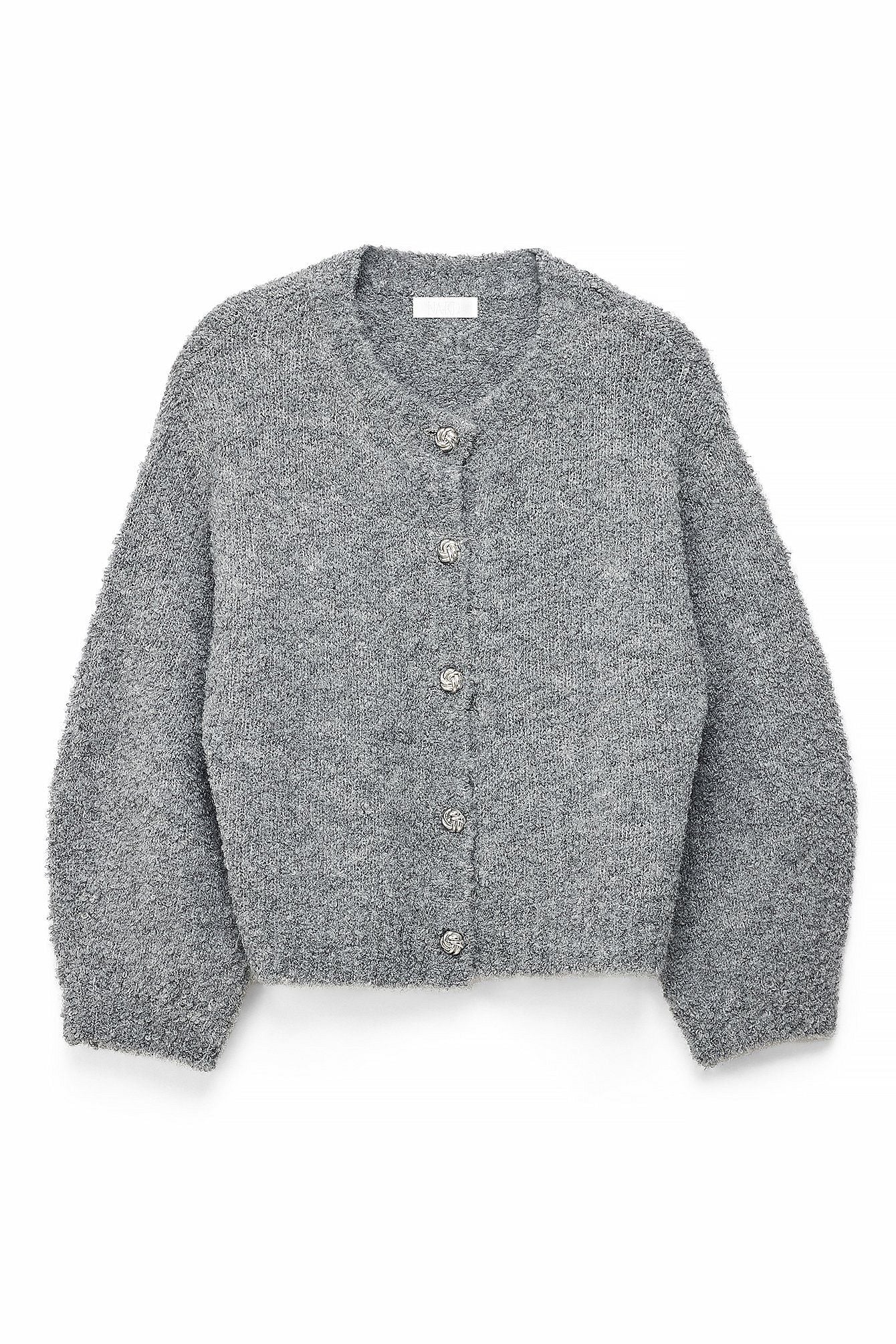 Cardigan Court en Maille Poilue à Boutons Fantaisie pour Femme | Chic Douillet & Texture Moderne
