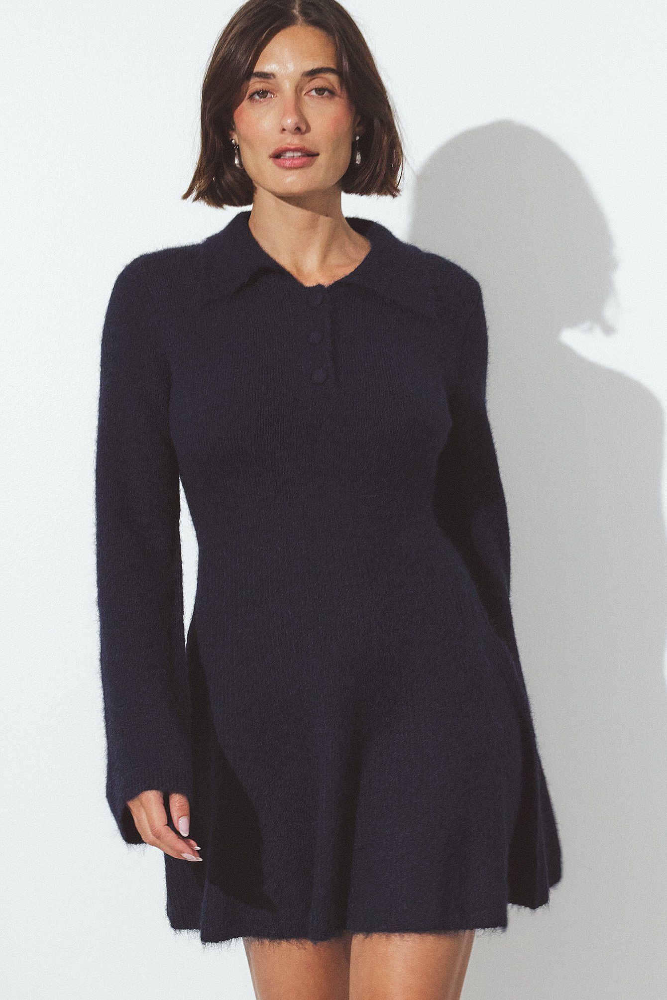 Robe Pull Femme | Maille Douce & Col Polo | Coupe Évasée Chic & Confort